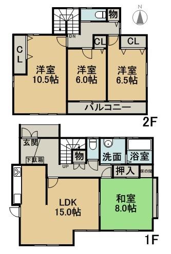 Floor plan. 16.5 million yen, 4LDK, Land area 132.35 sq m , Building area 117.45 sq m all room 6 quires more ・ Facing south