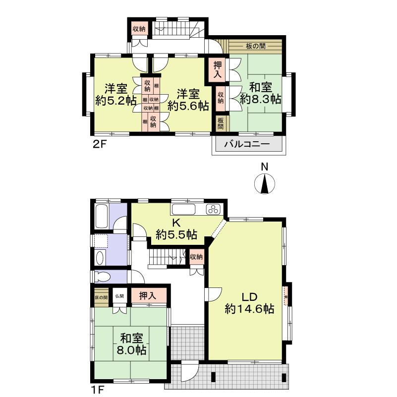 Floor plan. 15.8 million yen, 4LDK, Land area 213.56 sq m , Building area 115.76 sq m 4LDK