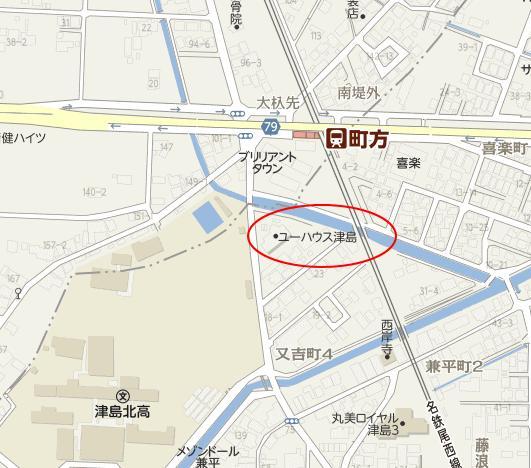 Local guide map. Bisaisen Meitetsu "Machikata" Station 2-minute walk