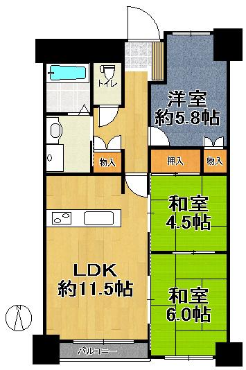Floor plan. 3LDK, Price 4.3 million yen, Occupied area 65.17 sq m , Balcony area 10.3 sq m