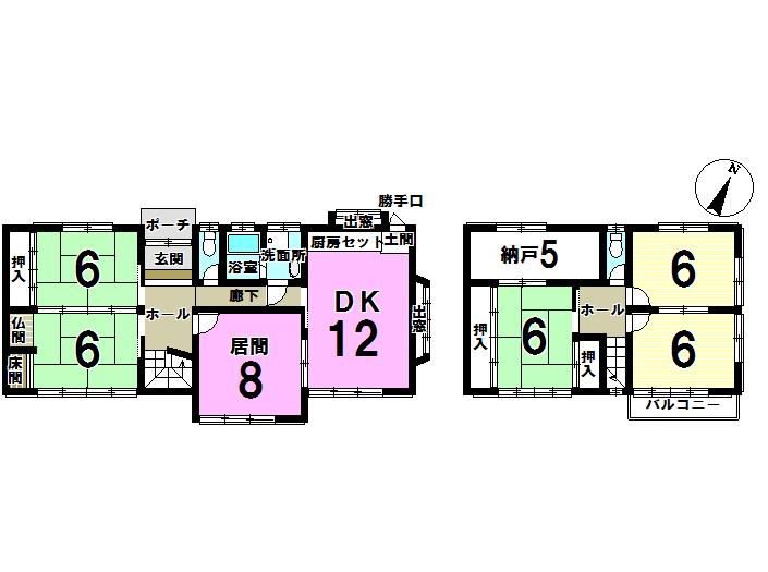 Floor plan. 13,900,000 yen, 5LDK + S (storeroom), Land area 184.97 sq m , Building area 126.97 sq m