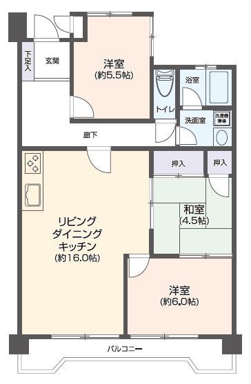 Floor plan. 3LDK, Price 8.3 million yen, Occupied area 71.64 sq m , Balcony area 10.27 sq m   ■ 3LDK
