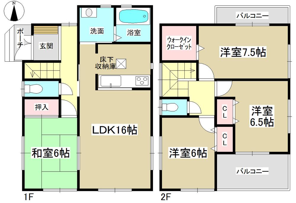 Floor plan. (1 Building), Price 25,800,000 yen, 4LDK, Land area 127.41 sq m , Building area 98.01 sq m