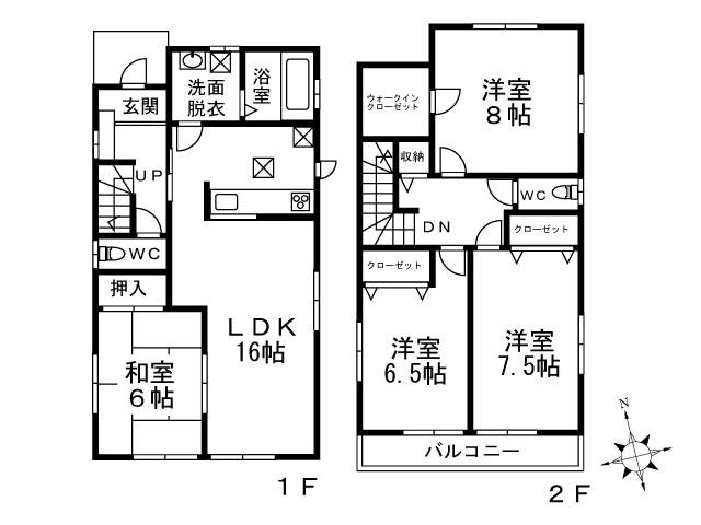 Floor plan. (1 Building), Price 24,800,000 yen, 4LDK, Land area 158.54 sq m , Building area 106 sq m