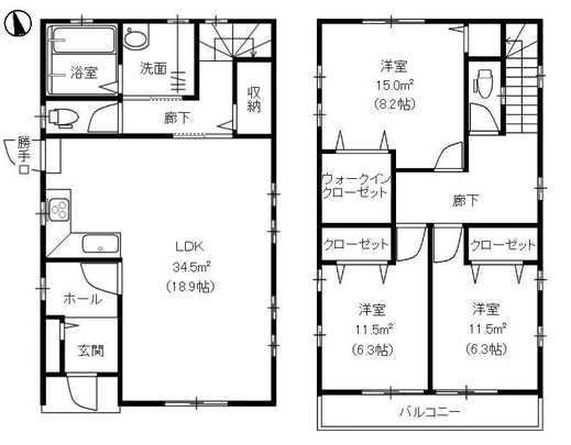 Floor plan. 27,800,000 yen, 3LDK, Land area 214.15 sq m , Building area 118.5 sq m