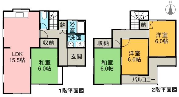 Floor plan. 9.5 million yen, 4LDK, Land area 150.55 sq m , Day is good at building area 91.53 sq m Zenshitsuminami direction.