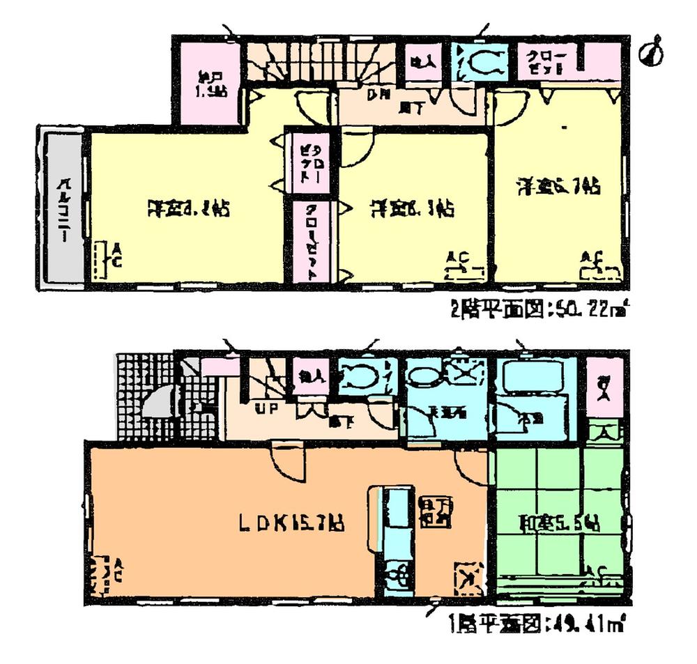Floor plan. (Building 2), Price 22,900,000 yen, 4LDK+S, Land area 115.95 sq m , Building area 99.63 sq m