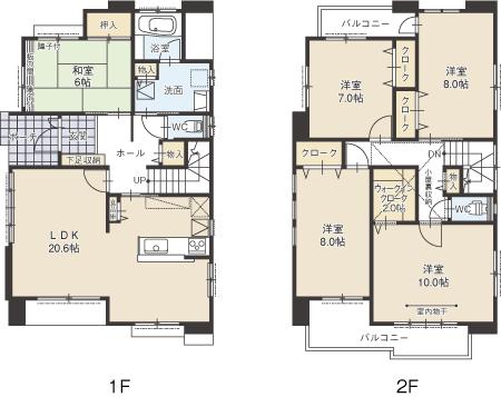 Floor plan. (F Building), Price 31.5 million yen, 5LDK, Land area 150.31 sq m , Building area 142.09 sq m
