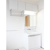 Wash basin, toilet. Shampoo dresser that plenty can be stored in the back of the mirror. 