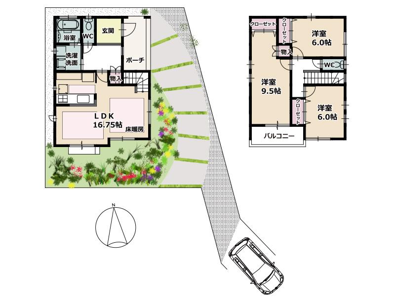 Floor plan. (B Building), Price 23,100,000 yen, 3LDK, Land area 160.46 sq m , Building area 96.06 sq m