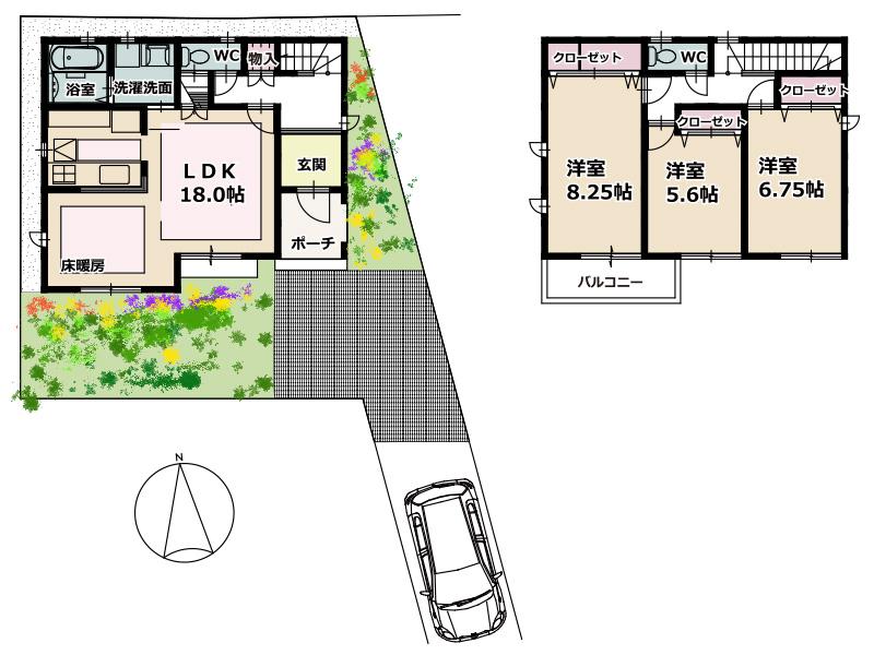 Floor plan. (C Building), Price 23 million yen, 3LDK, Land area 164.06 sq m , Building area 96.88 sq m