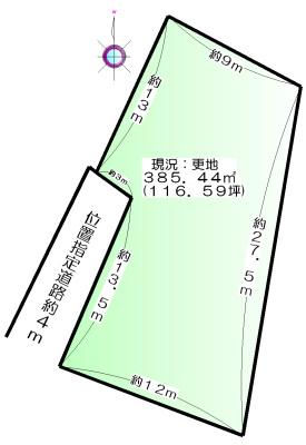 Compartment figure. Land price 32,600,000 yen, Land area 385.44 sq m