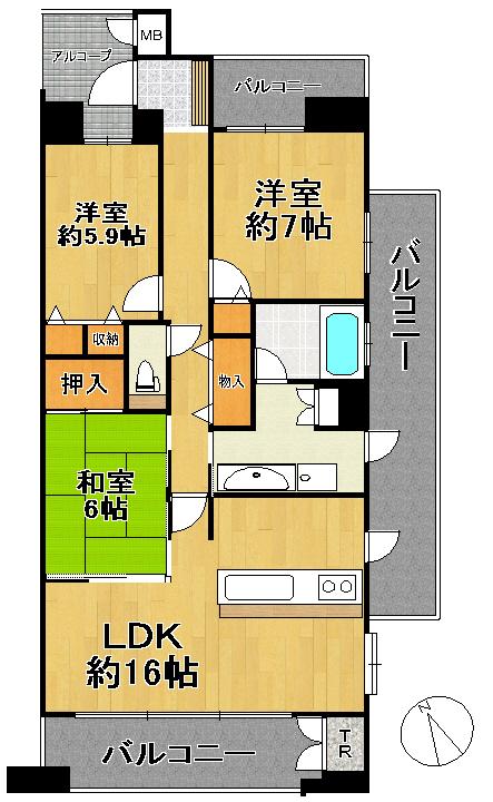 Floor plan. 3LDK, Price 19,800,000 yen, Occupied area 83.01 sq m , Balcony area 14.88 sq m   ☆ Sale of Kintetsu ☆  ☆ Parking Lot ☆  ☆ Pet breeding Allowed ☆
