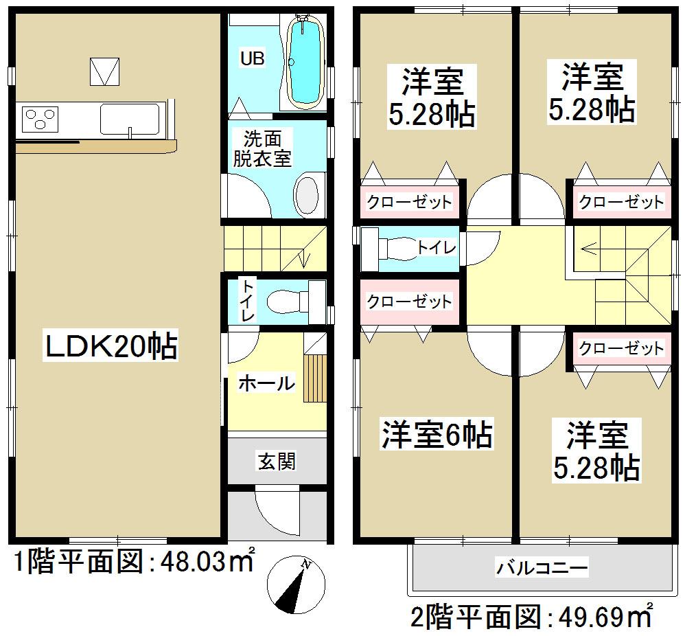 Floor plan. 21,800,000 yen, 4LDK, Land area 161.32 sq m , Building area 97.72 sq m   ◆ Spacious 20 Pledge living ◆ 