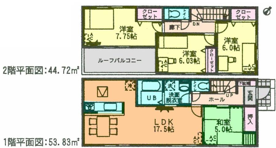 Floor plan. (5 Building), Price 18.9 million yen, 4LDK, Land area 162.81 sq m , Building area 98.55 sq m