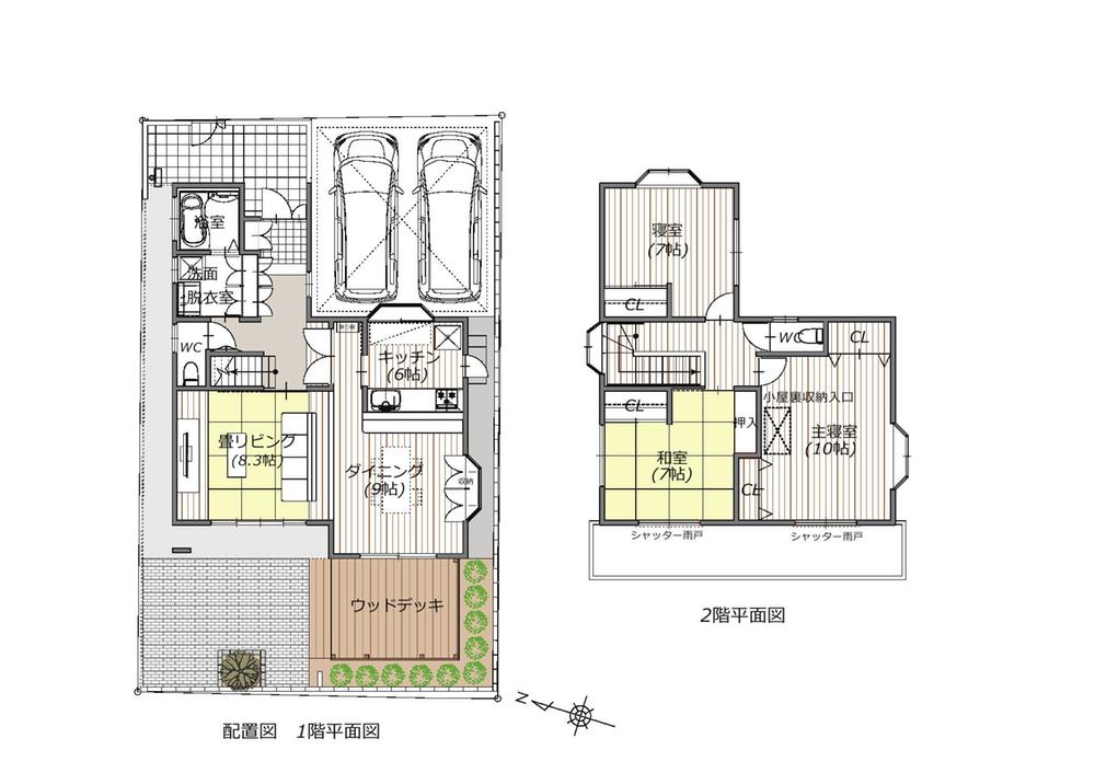 Floor plan. 21,800,000 yen, 3LDK + S (storeroom), Land area 152.18 sq m , Building area 115.21 sq m south of the spacious garden and a wooden deck