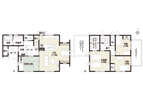 Floor plan. (A Building), Price 30,800,000 yen, 4LDK, Land area 132.25 sq m , Building area 106.01 sq m