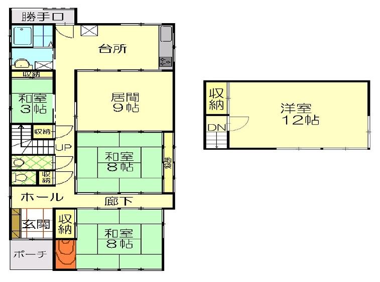 Floor plan. 9.5 million yen, 4LDK, Land area 338.92 sq m , Building area 108.94 sq m