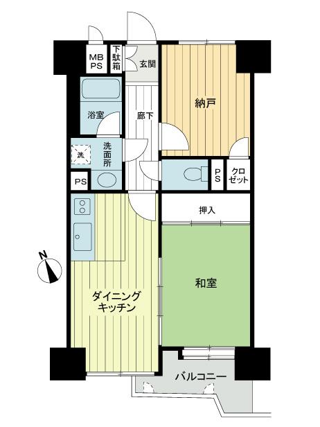 Floor plan. 1DK + S (storeroom), Price 6.8 million yen, Occupied area 48.91 sq m , Balcony area 4.28 sq m 1SDK