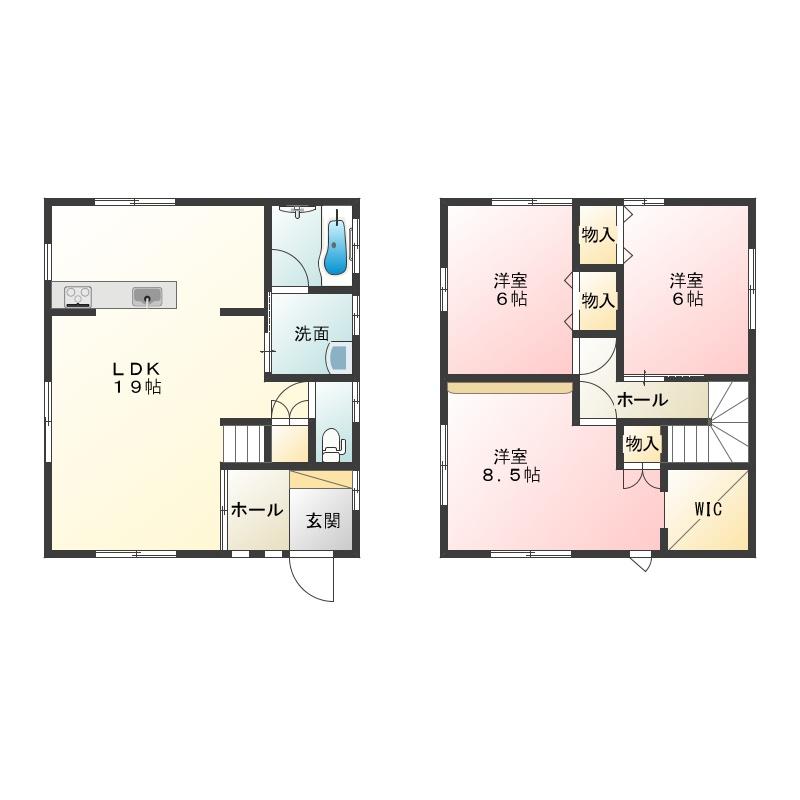 Floor plan. 18,700,000 yen, 3LDK, Land area 140.53 sq m , Building area 92.74 sq m
