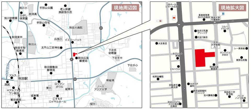 Local guide map. Akita broad surface post office is the mark.