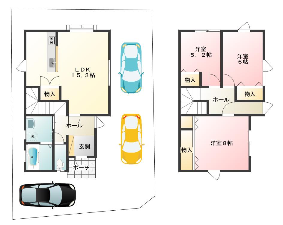 Floor plan. 16.5 million yen, 3LDK, Land area 115.81 sq m , Building area 91.08 sq m