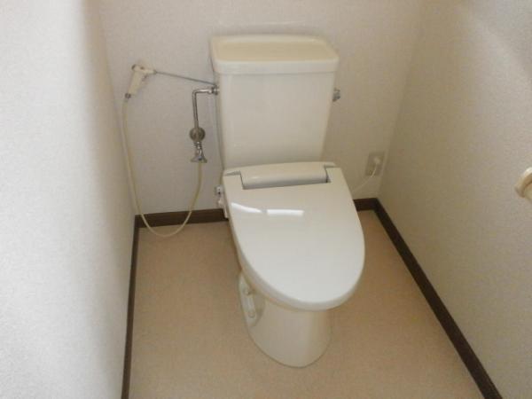 Toilet. The toilet seat was replaced with a new one