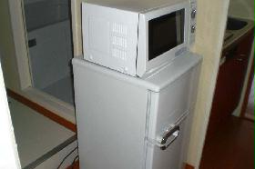 Kitchen. microwave, refrigerator