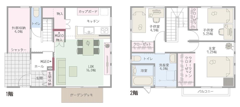 Floor plan. 27,800,000 yen, 3LDK + S (storeroom), Land area 182.66 sq m , Building area 101.85 sq m 2F bathroom plan With external storage