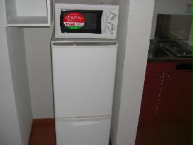 Kitchen. microwave, refrigerator