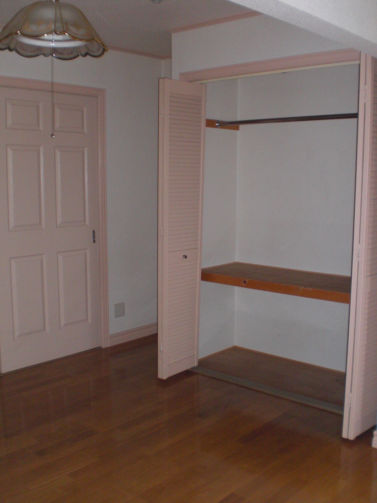 Living and room. Closet is equipped with a bar that clothes is applied