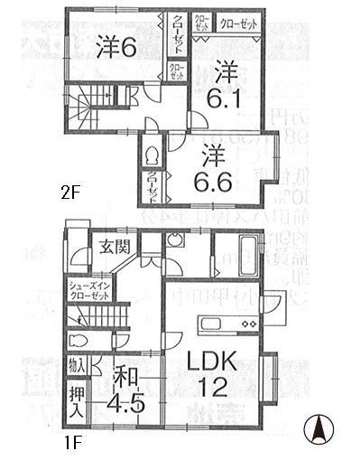 Floor plan. 22,980,000 yen, 4LDK, Land area 200.86 sq m , A Japanese-style room in the building area 98.96 sq m 1 floor 4LDK