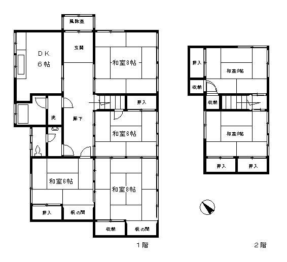 Floor plan. 10.8 million yen, 6DK, Land area 283.42 sq m , Building area 114.21 sq m 6DK housed plenty