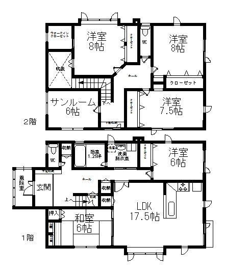 Floor plan. 17.2 million yen, 5LDK, Land area 496.12 sq m , Building area 160.64 sq m