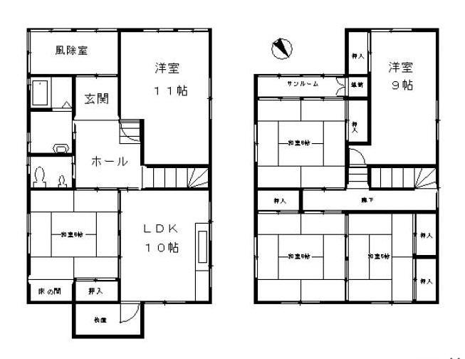 Floor plan. 17 million yen, 6LDK, Land area 372.45 sq m , Building area 145.74 sq m 6LDK