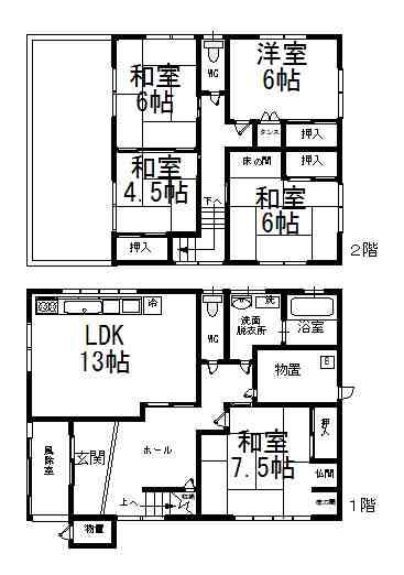 Floor plan. 14.6 million yen, 5LDK, Land area 219.48 sq m , Building area 118.86 sq m