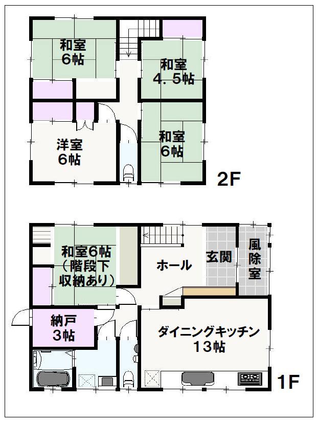 Floor plan. 14.6 million yen, 5DK, Land area 219.49 sq m , Building area 118.86 sq m 2 floor There are four rooms, It is all right even in a large number of people. Toilet There are also two places. 