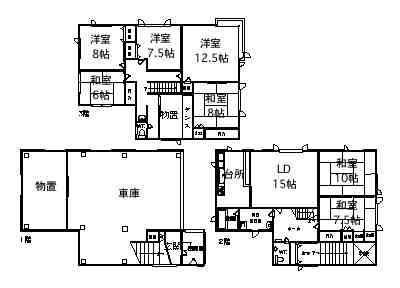 Floor plan. 19,800,000 yen, 7LDK, Land area 172.58 sq m , Building area 307.22 sq m