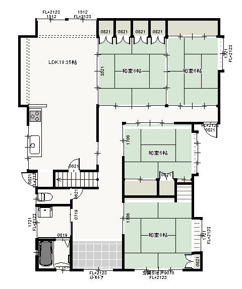 Floor plan. 13.8 million yen, 7LDK, Land area 270.7 sq m , The first floor of the LDK and the Japanese-style building area 182.77 sq m spacious 18 Pledge 4 room. Since the water around is already renovation, You can move this remains. 