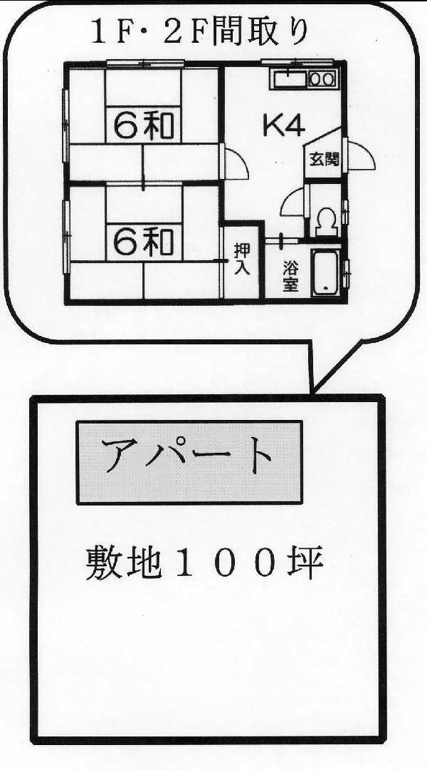 Floor plan. 15 million yen, 2K, Land area 100.01 sq m , Building area 61.32 sq m