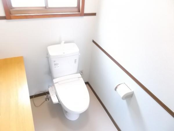 Toilet. It is clean and new hot water cleaning function toilet seat. 