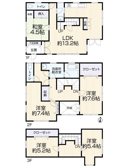 Floor plan. 17.8 million yen, 5LDK, Land area 168.61 sq m , Building area 175.74 sq m