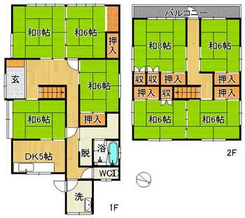 Floor plan. 6.8 million yen, 8DK, Land area 607 sq m , I will give priority to the current state if there is a difference in building area 138.09 sq m drawing and current state