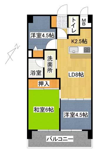 Floor plan. 3LDK, Price 9.5 million yen, Footprint 56 sq m , Balcony area 8.4 sq m 2013 to interior full renovated!
