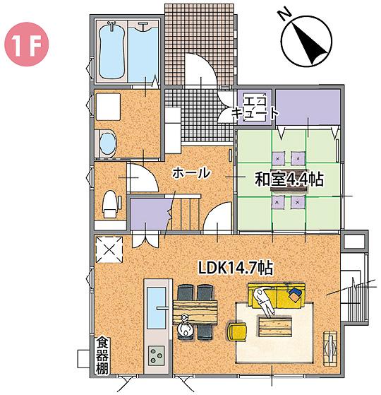 Floor plan. 19,480,000 yen, 4LDK, Land area 165.29 sq m , Building area 108.17 sq m 1F