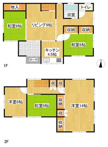 Floor plan. 4.5 million yen, 5DK, Land area 217.31 sq m , Building area 124.21 sq m 1F ・ 2F 1981 ・ Heisei extension to 6 years, We carry out some renovation ※ Extension part unregistered