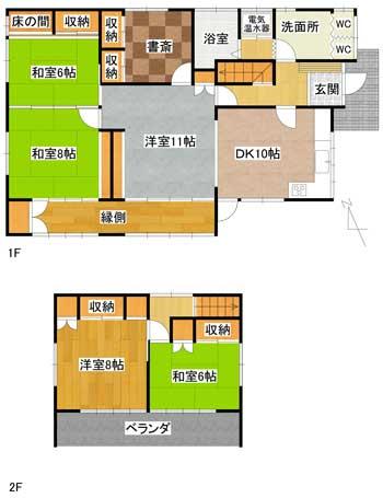 Floor plan. 12.8 million yen, 4DK, Land area 297.59 sq m , Building area 143.44 sq m each floor floor plan