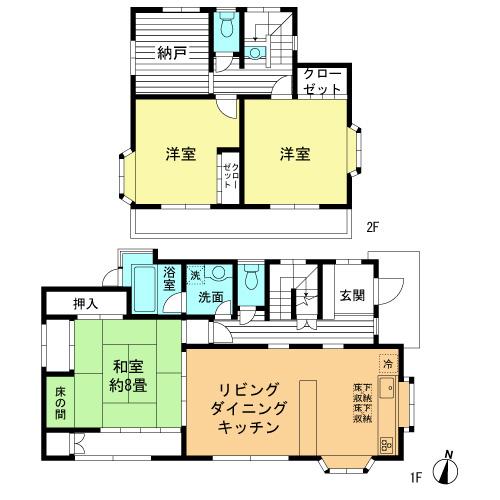 Floor plan. 9.5 million yen, 3LDK + S (storeroom), Land area 190.67 sq m , Building area 113.44 sq m