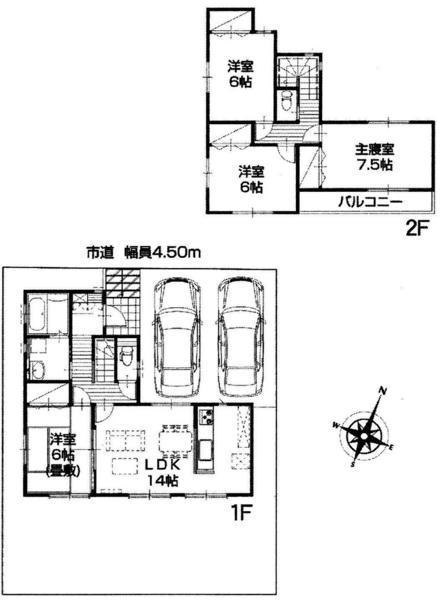 Floor plan. 16.4 million yen, 4LDK, Land area 144.35 sq m , Building area 96.05 sq m