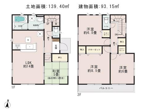 Floor plan. 18,800,000 yen, 4LDK, Land area 139.4 sq m , Building area 93.15 sq m